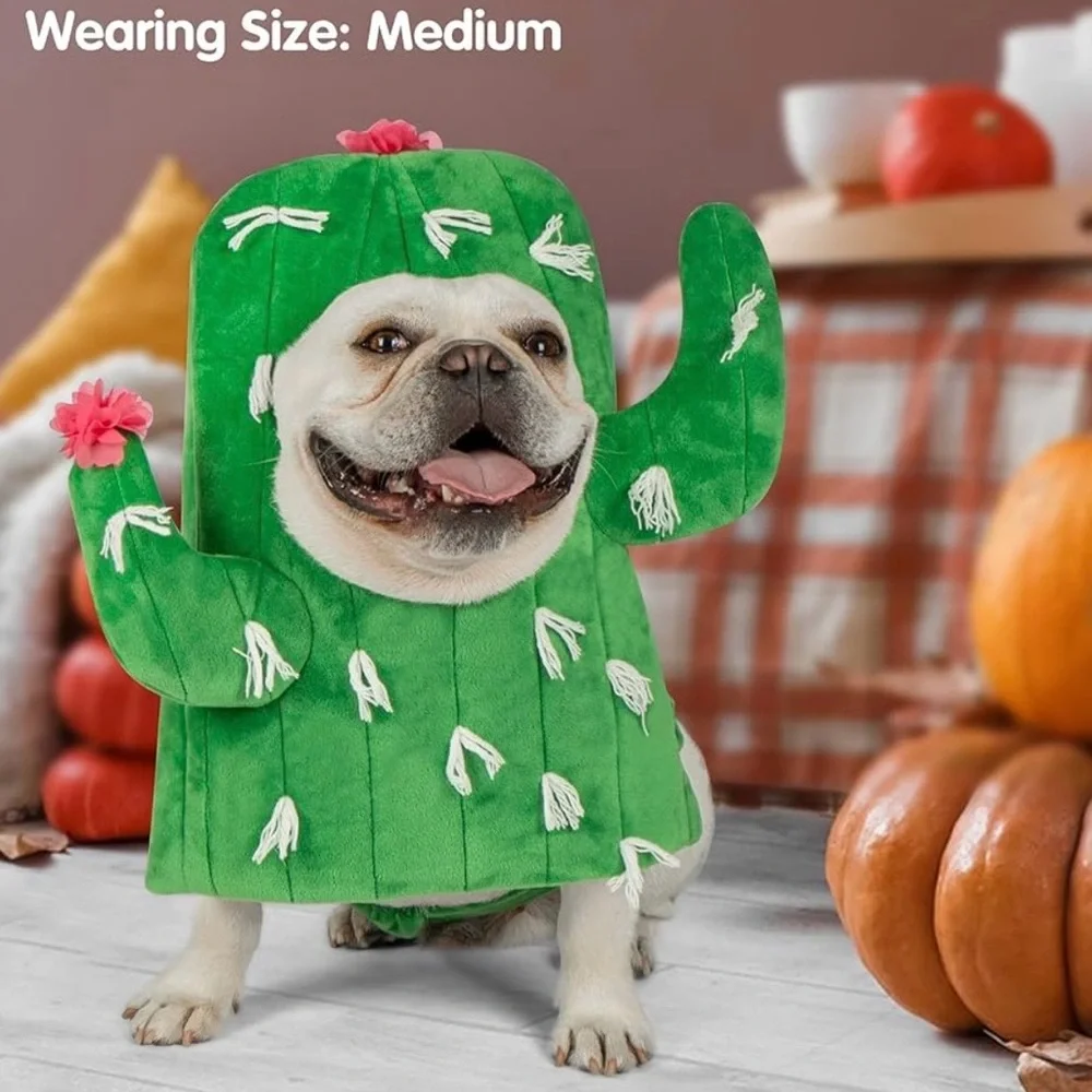 🌵 Cyeollo Cactus Dog Costume – Medium – Soft, Funny, Machine Washable 🌵